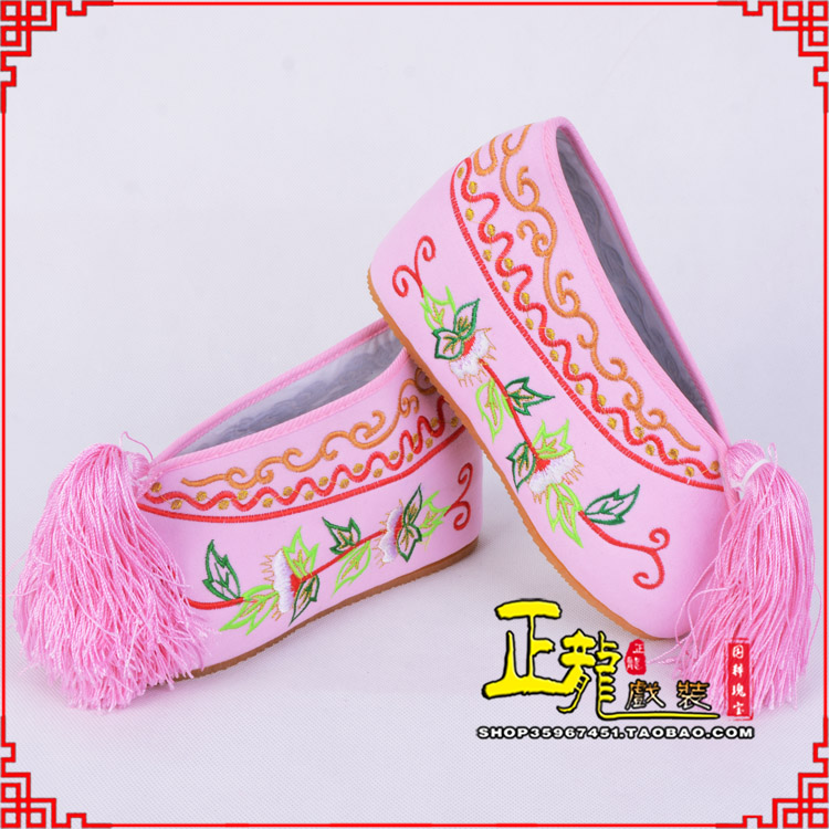 福鼎花旦鞋女绣花彩鞋 舒适款草花内高彩鞋