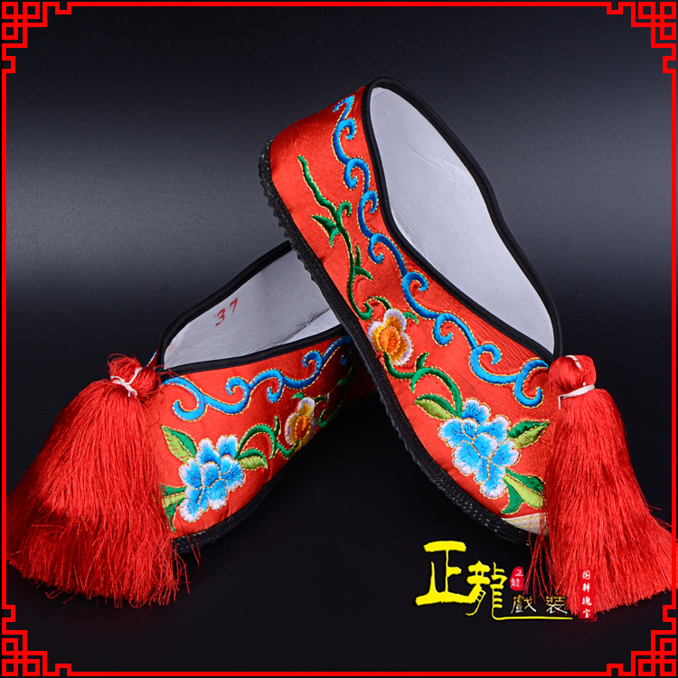 福鼎京剧越剧戏曲彩鞋花旦绣花 普平底彩鞋